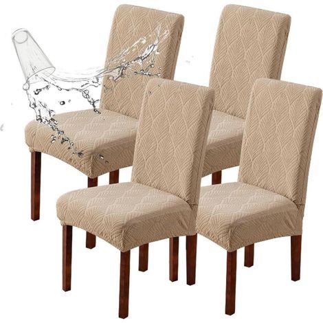 Housses de chaise de salle à manger extensibles et lavables, lot de 4, couleur Kaki (1/5)