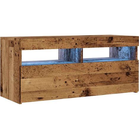 Porta TV multimediale scaffale TV credenza televisione sala da pranzo soggiorno camera da letto con luci LED legno vecchio multistrato marrone 020026837