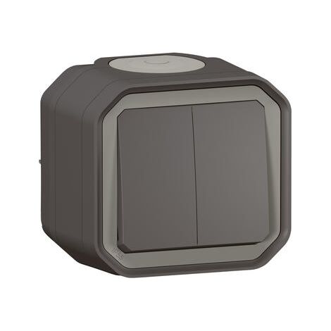 Legrand – Interrupteur double étanche complet IP55 – Pour installation intérieure/extérieure – Enjoliveur anti-membrane – Anthracite