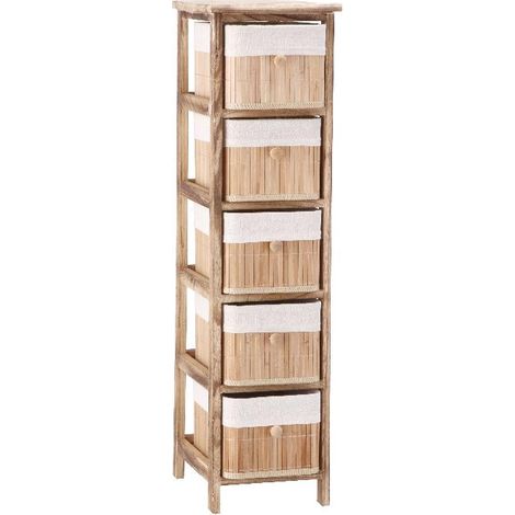 Mobiletto Cassettiera in Legno con 5 Cassetti 26 x 32 x 98 cm (1/2)