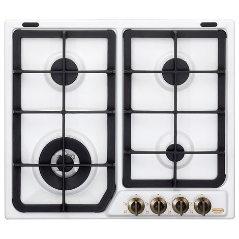 De'Longhi BF46PRO Piano cottura a gas 60 cm 4 fuochi bruciatore doppia corona griglie in ghisa valvola sicurezza colore Bianco