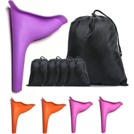 5 Pcs Urinal for Men and Women, Reusable Female Urinal Silicone Allowing, Standing Pissing, Female Toilet, Urinals for Outdoor, Activities, Camping, Travel (1/5)