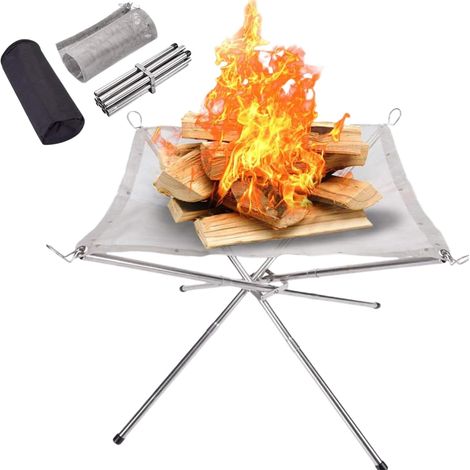 Brasero Portable pour Camping en Plein Air, 565643 CM, Brasero Pliable, Foyer Extérieur, Pieds Pliables Et Sac De Transport, Pliable En Maille d'Acier Inoxydable Pour Terrasse, Camping, Jardin (1/5)