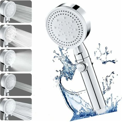 Wassersparender Hochdruck-Duschkopf mit 5 Strahlarten für Bad und Spa, Anti-Kalk-Massageduschkopf (1/4)
