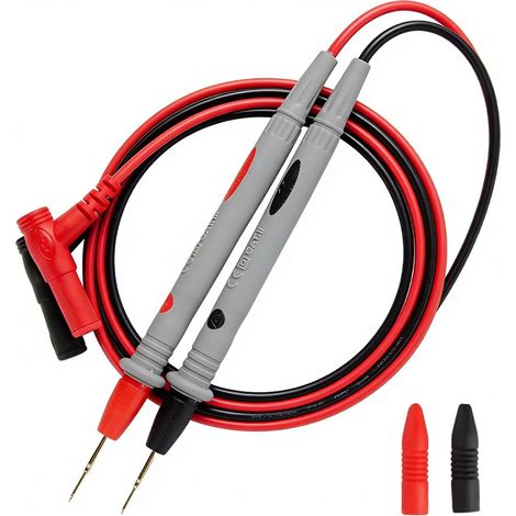 Lot de 2 Câbles de Test, Cordons de Test Multimètre CAT III 1000V 20A Kit de Test en Silicone Souple pour électricien Compatible avec Multimètres Numériques & Pince Amperemétrique (1/5)