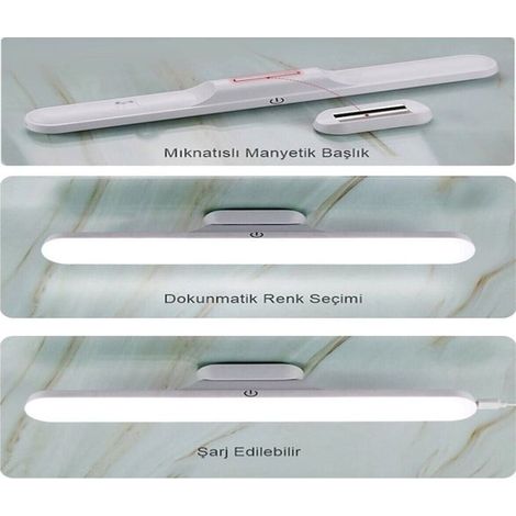 Kit éclairage LED sous meuble 3W, tactile, intensité réglable, 3 couleurs (3000K/4500K/6000K), batterie 2000mAh (1/5)