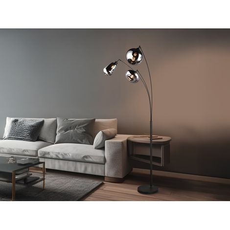 Stehleuchte LUMINA Lampenschirm Glas Chrom bedampft, Höhe 200cm (1/5)