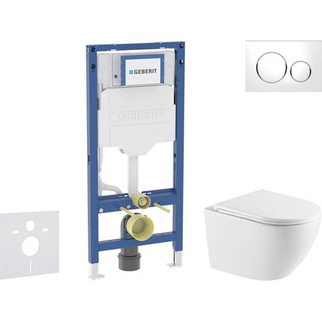 Geberit Duofix - Set de bâti-support, cuvette Oudee et abattant softclose, plaque de déclenchement Sigma20, blanc/chrome SANI11CA31118