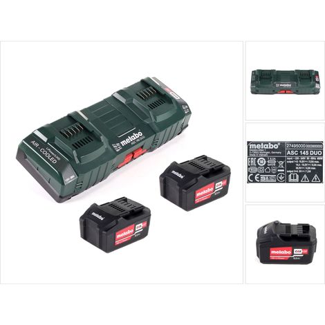 Juego básico Metabo con 2x batería Li-Power 5,2Ah + cargador doble ASC 145 DUO