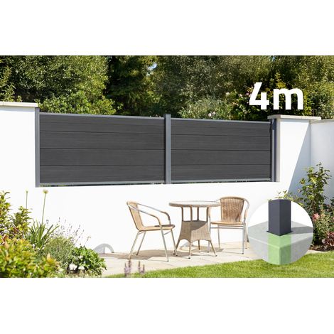 Verbundzaun 4 m STOCKHORN H.90 cm zum Einbetonieren Grau