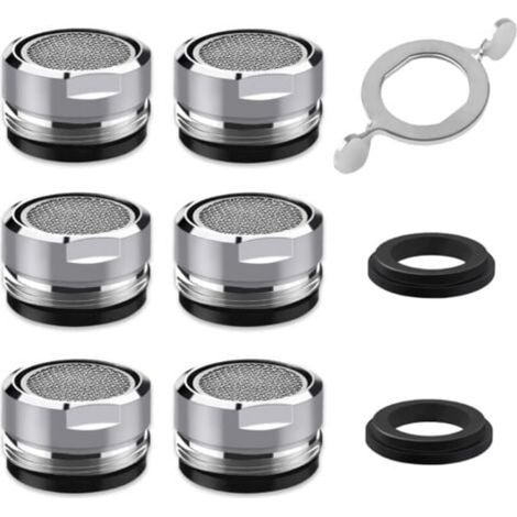 Aérator pour robinet M24 (lot de 6) – Économiseur d’eau avec filtre en acier inoxydable, débit régulé et anti-éclaboussures