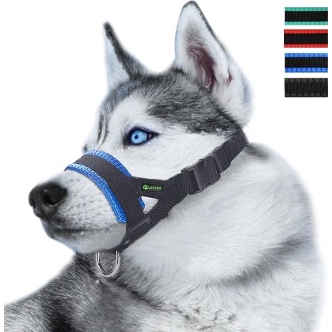 Adjustable Nylon Dog Muzzle Anti Barking Anti-Bite (M, Blue) (1/5)