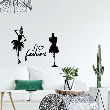 Sticker Porte Déco Mode Glamour 68x24cm - Dessin Illustration Mode Fashion Look 68x24cm (1/2)