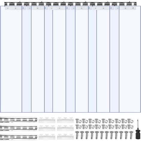 Rideau à Lanière PVC, 97x213,4 cm, Rideau Lamelles Transparent, 6 Bandes de Porte Plastique Épaisseur 2 mm pour Porte de Chambre Froide, Entrepôt, Refroidisseur de Supermarché, Chevauchement 50% (1/5)