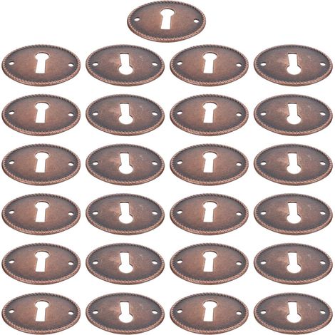 Lot de 25 plaques de serrure ovales vintage en métal rouge (1/5)