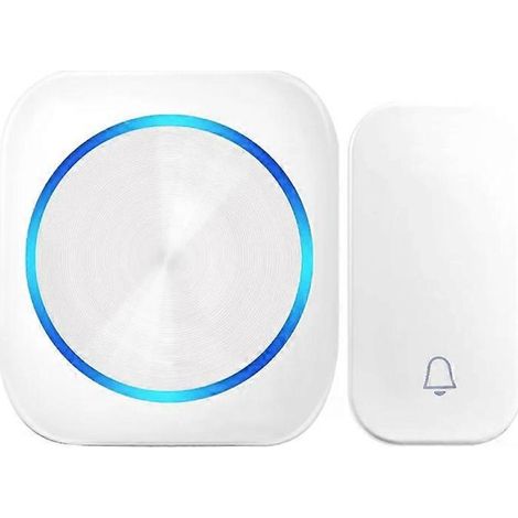 Sonnette sans fil étanche et autonome avec veilleuse, sans pile, portée de 150 m, prise européenne, maison connectée, 1 à 2 boutons, 1 à 2 récepteurs, blanche, taille 11.-AquaForge (1/5)