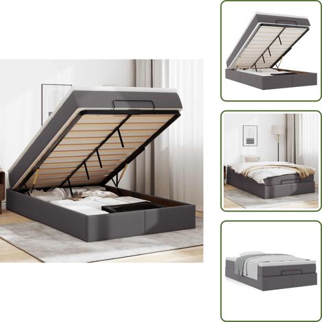 vidaXL Ottoman-Bett mit Matratze Grau 120x200 cm Kunstleder