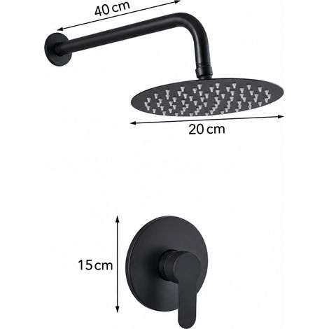 Ensemble douche encastré noir rond sans boîte d'encastrement avec pommeau de tête 8 pouces en inox 201 4 g – Livraison gratuite