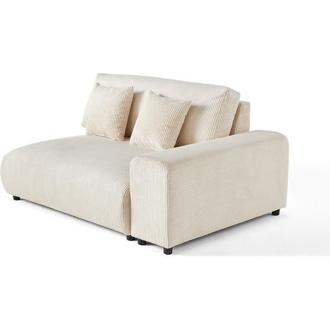 Lisa Design – Module d'assise 2 places avec accoudoir droit – Velours côtelé beige – Conception modulable pour intérieur contemporain – Coussins déhoussables (1/5)