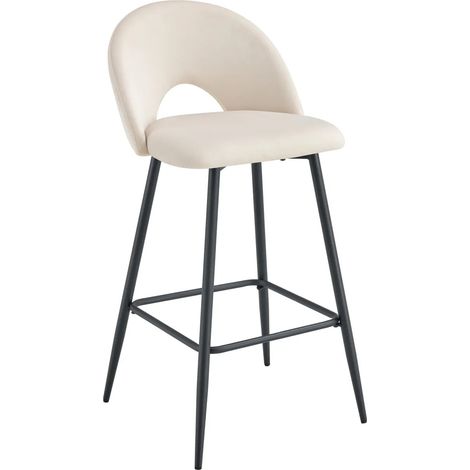 Lot de 2 tabourets de bar TEDDY pied métal noir velours
