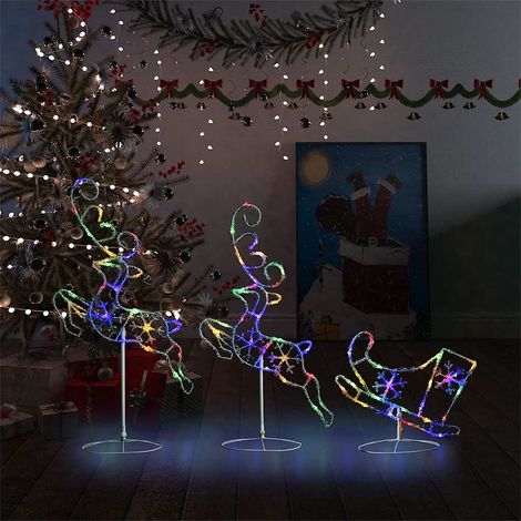 Renne/traîneaux Noël volant Acrylique-Décoration de Fête pour Noël 260x21x87 cm Coloré 212059 (1/5)