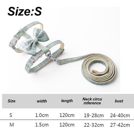 1 Longe pour chat, corde anti-fugue avec boucle de sécurité POM, réglable 19-28 cm cou / 24-40 cm poitrine, 120 cm (1/5)
