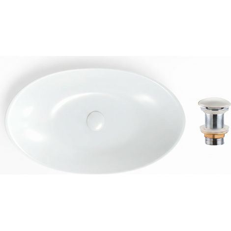 Swiss Aqua Technologies Set lavabo da appoggio Infinitio 61,5x35 + scarico, bianco (SATINF61536M-SETBP) (1/5)