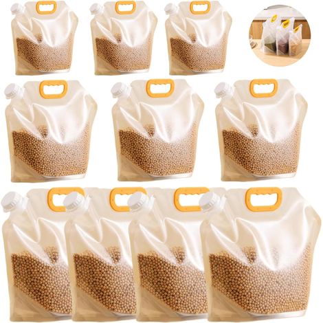 10 x Food Storage Bags, Dry Grain Bags, Large Size Reusable Standing Storage Bags with Handle and Cap, BPA Free (3XS+3XM+4XL) (1/5)