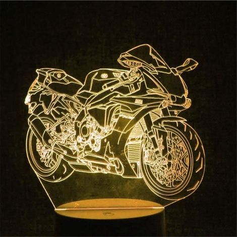 Lampada notturna a LED 3D in stile motocicletta, elegante lampada da comodino a risparmio energetico, ornamento notturno con telecomando per la camera da letto (1/4)