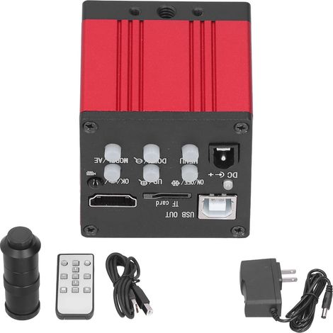 Caméra Microscope USB 1080P 37MP FHD, Objectif C-Mount 180X, Commande à Distance pour Réparation de Téléphone, Alimentation AC100-240V Prise US (1/5)