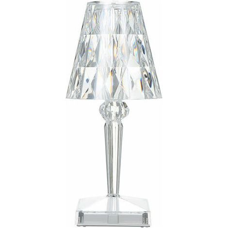 Lámpara de mesa de cristal de diamante, luz nocturna para mesita de noche para crear ambiente en el dormitorio, temperatura/brillo ajustables, no requiere pilas, carga USB - Sin pilas, tipo USB (1/5)