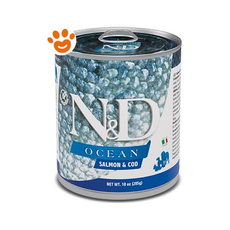 Farmina Dog N&D Ocean Adult Salmone e Merluzzo  - Farmina Dog N&D Ocean Adult Salmone e Merluzzo - Lattina Da 285 Gr