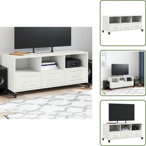 Meuble TV blanc 100,5x39x43,5 cm acier - Meuble TV - Meubles TV - Support Tv - Unité Tv