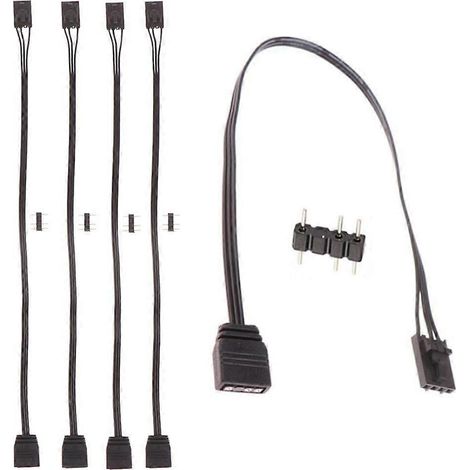 Lot de 5 câbles adaptateurs RGB 4 broches vers ARGB standard 3 broches 5 V (25 cm) (1/5)