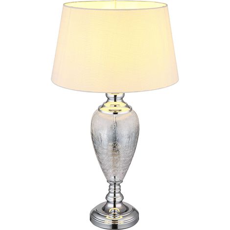 Tischleuchte Tischlampe Nachttisch Wohnzimmerlampe chrom weiß E27 Leselampe Glas (1/5)