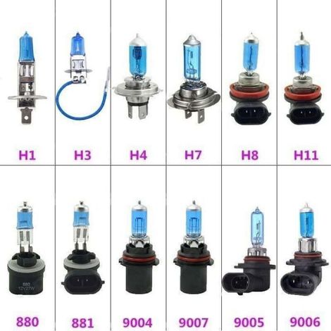 Ampoules Phares Auto - H1 H3 H4 H7 9005 9007 - 12 V 55 W à 100 W - Lumière Blanche 5000 K - Pour Feux Antibrouillard Croisement Route Jour - Lot de 2 (1/4)