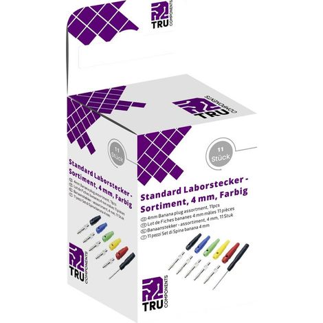 TRU COMPONENTS Assortimento di connettori da laboratorio Spina dritta Ø perno: 4 mm Nero, Rosso, Blu, Giallo, Verde 10 (1/2)