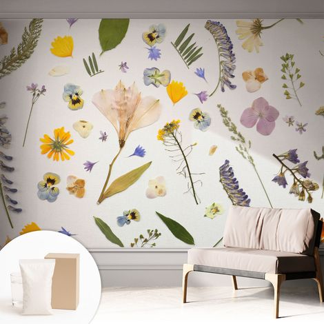 Papier peint intissé décoratif pour salon chambre et cuisine Facile à poser avec colle Fleurs de printemps 312x219 cm (1/5)