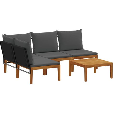 5 pz Legno massiccio di acacia e corda Naturale vidaXL (1/5)