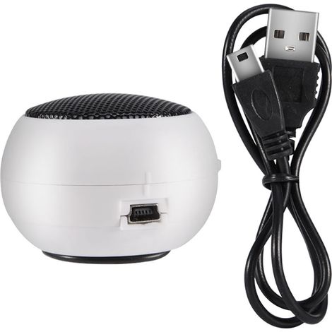 Haut-parleur portable mini 3.5mm avec batterie intégrée pour téléphone, MP3, PC, blanc