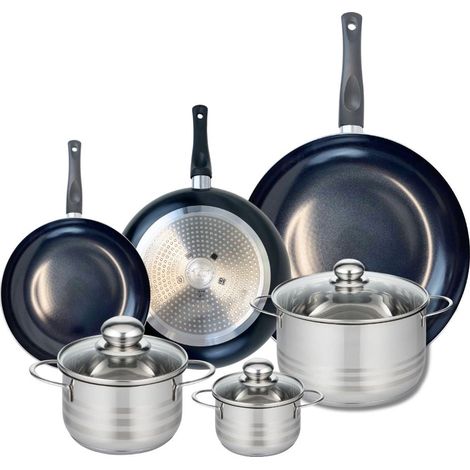 Ensemble de 3 Poêles de cuisson 20, 24 et 32 cm et 3 faitouts 12, 16 et 20 cm Elo Prima Brillant (1/5)