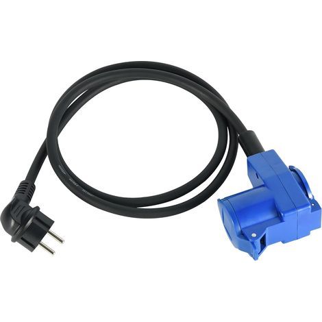 CEE-Adapterkabel 1,5 m Schuko-Stecker, abgewinkelter Stecker, IP44, Gummi, Camping, Wohnwagen (1/3)