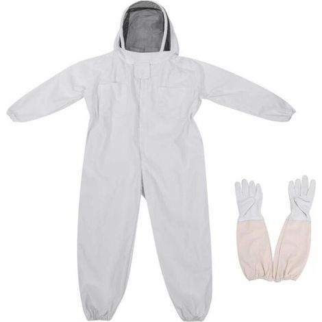 Apicole Costume Équipement de Protection Professionnel Anti Abeille avec Longs Gants et Capuchon en Voile pour Apiculture Apiculteur - Blanc (XXL) - RWCombinaison d'apiculteur (1/4)