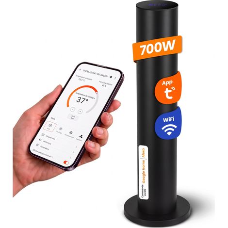 Dalsys Tour de chauffage infrarouge 360° - 110 x 20 cm 700 W Noir (1/5)