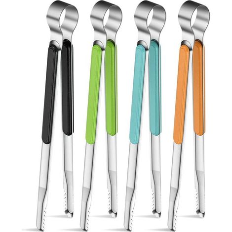 Pinzas para parrilla de acero inoxidable, pinzas de cocina de acero inoxidable, pinzas de cocina con extremos resistentes al calor (1/5)