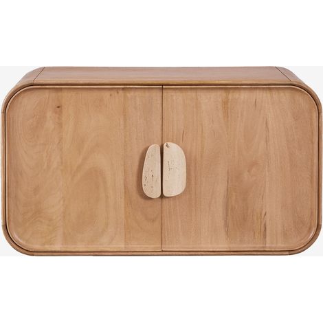 Ensemble de meuble de salle de bain suspendu 95x45 cm en bois de manguier et pierre naturelle Kivalina SKLUM (1/5)