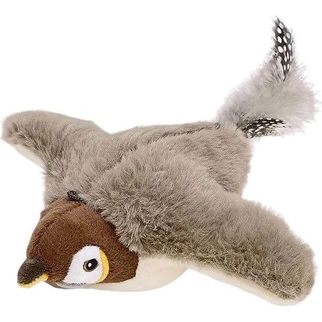 Oiseau chantant pour chat, jouet interactif à ailes battantes, rechargeable par USB, mignon et doux en peluche.