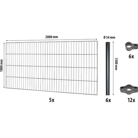 Classic ES-Mattenzaun-Set 1000 L=10 m, anthrazit