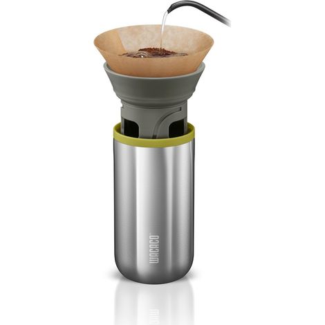 Machine à café filtre, portable, avec thermos, petite machine à filtre avec 10 filtres en papier conique, fonctionnement manuel, machine à café en acier inoxydable, 10 FL oz (1/5)