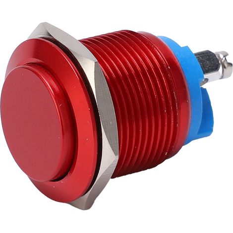 Bouton poussoir métallique haute tête oxydation complète auto-réarmement vis pied contrôle puissance 19mm (rouge) (1/5)